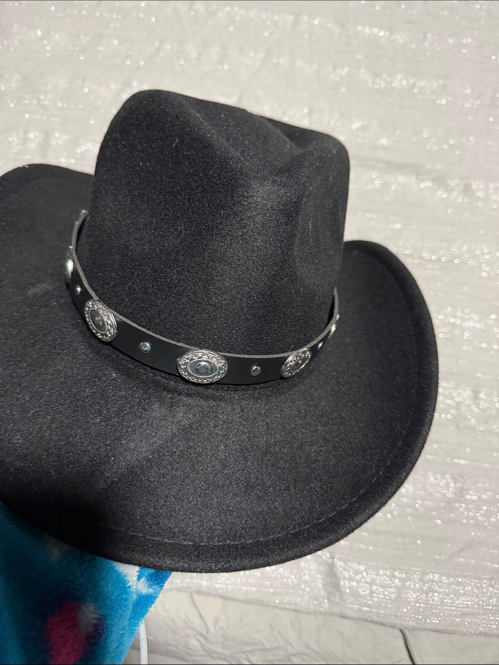 Black Western Cowboy Hat with Silver Conchos